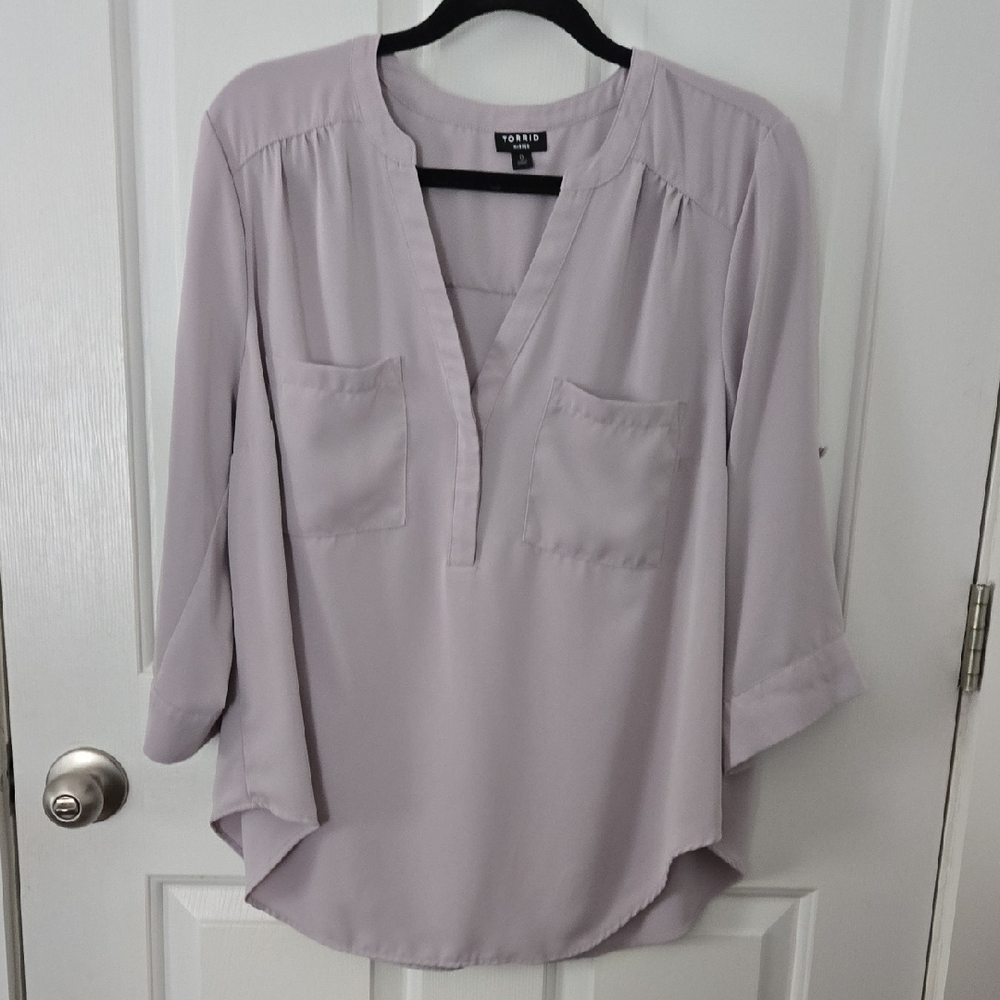 Torrid Sz 0 Light Purple Haper 3/4 Sleeve Blouse